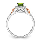 14k White Gold w/RG Accent Peridot and Diamond Halo Ring