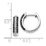 14k White Gold White and Black Diamond Hinged Hoop Earrings - EM-9956F181-3292