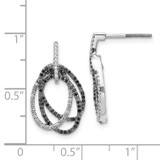 14k White Gold White and Black Diamond Ovals Dangle Post Earrings