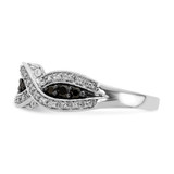 14k White Gold White and Black Diamond Twist Ring