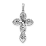 14k White Gold White and Blue Diamond Cross Pendant
