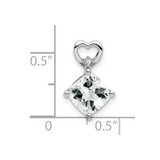 14k White Gold White Topaz and Diamond Heart Chain Slide