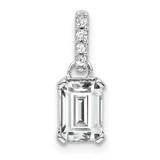 14K White Gold White Topaz and Diamond Pendant - PM-D0007E3C-4267