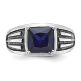 14k White Gold with Black Rhodium IBGoodman Men's Created Sapphire Complete Ring - B8-7C990FD1-7087