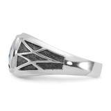 14k White Gold with Black Rhodium IBGoodman Men's Created Sapphire Complete Ring - B8-D66C2E8A-6535