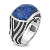 14k White Gold with Black Rhodium IBGoodman Men's Lapis Complete Ring