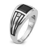 14k White Gold with Black Rhodium IBGoodman Men's Onyx and Diamond Complete Ring