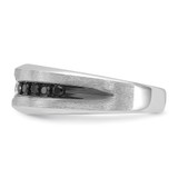 14k White Gold with Black Rhodium IBGoodman Men's Polished and Brushed Black and White Diamond Complete Ring