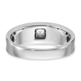 14k White Gold with Black Rhodium IBGoodman Men's Polished and Brushed Black and White Diamond Complete Ring