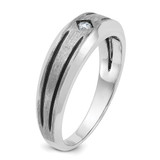 14k White Gold with Black Rhodium IBGoodman Men's Satin 1/20 carat Diamond Complete Ring