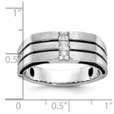 14k White Gold with Black Rhodium IBGoodman Men's Satin 1/3 carat Diamond Complete Ring