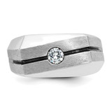 14k White Gold with Black Rhodium IBGoodman Men's Satin 1/5 carat Diamond Complete Ring - B5-C300B7A4-2493
