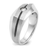 14k White Gold with Black Rhodium IBGoodman Men's Satin 1/5 carat Diamond Complete Ring - B5-C300B7A4-2493