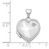 14K White Gold with Diamond 16mm Heart Locket