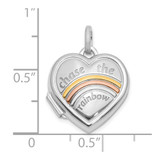 14K White Gold with Rose and Yellow Plating CHASE THE RAINBOW 15mm Heart Locket