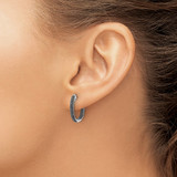 14k White Gold, All Black Diamond In/Out Hoop Earrings