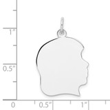 14k White Plain Large.011 Depth Facing Right Engravable Girl Charm