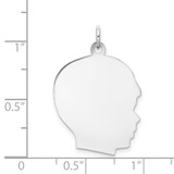 14k White Plain Large.013 Depth Facing Right Engravable Boy Charm