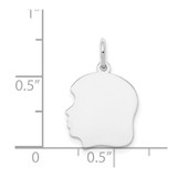 14k White Plain Medium.009 Depth Facing Left Engravable Girl Charm - XW-EF452801-7880