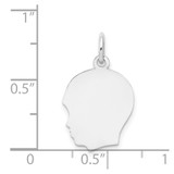 14k White Plain Medium.011 Depth Facing Left Engravable Boy Charm - XW-4CAF40BA-2757