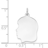 14k White Plain Medium.011 Depth Facing Left Engravable Girl Charm - XW-687B7416-6734