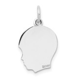 14k White Plain Medium.013 Depth Facing Right Engravable Boy Charm - XW-4CE974A4-2279