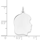 14k White Plain Medium.013 Depth Facing Right Engravable Girl Charm - XW-B83ED21C-5768