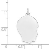 14k White Plain Medium.027 Depth Facing Right Engravable Boy Charm - XW-92C61C3A-7175
