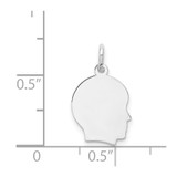 14k White Plain Small.009 Depth Facing Right Engravable Boy Charm