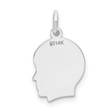 14k White Plain Small.013 Depth Facing Right Engravable Boy Charm