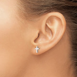 14k White Polished Latin Cross Post Earrings - YE-187A5035-9813