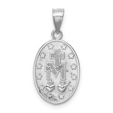14K White Polished Miraculous Medal Pendant