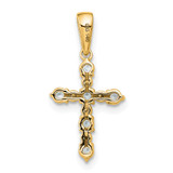 14k White Topaz and Diamond Cross Pendant