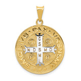 14k With Rhodium Circle St. Benedict Medal Pendant - K5-73CBE7D2-4925
