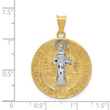 14k With Rhodium Circle St. Benedict Medal Pendant - K5-73CBE7D2-4925