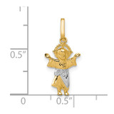 14k with Rhodium D/C Polished Baby Jesus Pendant