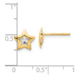 14K with Rhodium Polished and Textured Star Post Earrings