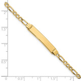 14k with Rhodium Polished Solid Chain/Solid Plate Pav‚ Curb Link 26x5mm Plate 6 inch Baby/Child ID Bracelet