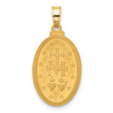 14K with Rhodium Satin and Polished Miraculous Medal Solid Oval Pendant - XR-745D845F-8633