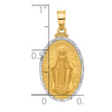 14K with Rhodium Satin and Polished Miraculous Medal Solid Oval Pendant - XR-745D845F-8633