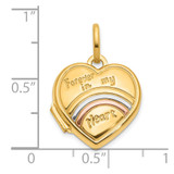 14K with Rose and White Rhodium FOREVER IN MY HEART 15mm Heart Locket