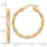 14K with Rose and White Rhodium Textured Twisted Hoop Earrings - TF-8F9A356E-5028