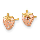 14k with Rose Rhodium Polished Strawberry Post Earrings