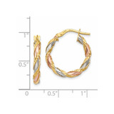 14K with White & Rose Rhodium Textured Twisted Hoop Earrings