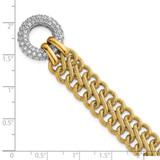 14k with White Rhodium 12.25mm Textured Fancy Chain with CZ Toggle 7.5 inch Bracelet
