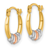 14k with White Rhodium and Rose Gold-plating Polished Hollow Round Hoop Earrings