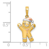 14k with White Rhodium and Rose-plating Polished Gingerbread Man Charm