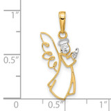 14K with White Rhodium D/C Angel Pendant - C4-0926B39C-4854