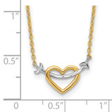 14k with White Rhodium Diamond-cut Heart and Arrow 17 inch Necklace
