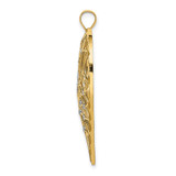 14k with White Rhodium Diamond-cut Large Filigree Heart Pendant